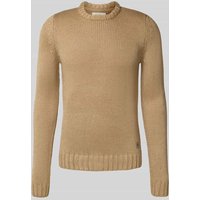 Blend Strickpullover mit Label-Patch Modell 'DILLON' in Beige, Größe M von Blend