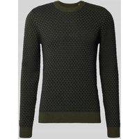 Blend Strickpullover mit Rundhalsausschnitt Modell 'DONG' in Oliv, Größe 3XL von Blend