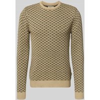 Blend Strickpullover mit gerippten Abschlüssen Modell 'BALEN' in Beige, Größe L von Blend