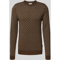 Blend Strickpullover mit gerippten Abschlüssen Modell 'BALEN' in Dunkelbraun, Größe XXL von Blend