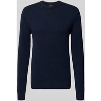 Blend Strickpullover mit gerippten Abschlüssen Modell 'BRANKO' in Dunkelblau Melange, Größe XXL von Blend