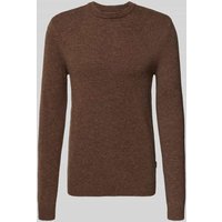 Blend Strickpullover mit gerippten Abschlüssen Modell 'BRANKO' in Dunkelbraun Melange, Größe 3XL von Blend
