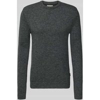 Blend Strickpullover mit gerippten Abschlüssen Modell 'BRANKO' in Dunkelgrau Melange, Größe XXL von Blend