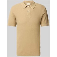 Blend Super Skinny Fit Poloshirt mit Strukturmuster Modell 'AIDEN' in Beige, Größe L von Blend