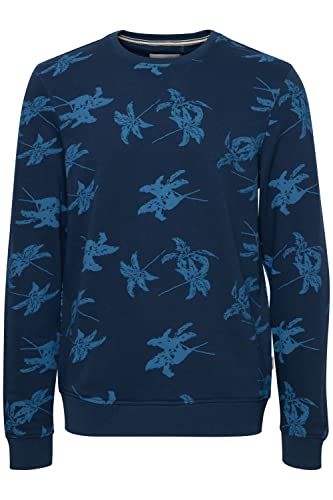 Blend 20715358 Herren Sweatshirt Pullover Pulli mit Rundhalsausschnitt O-Neck AOP Print Sommer Blumen, Größe:3XL, Farbe:Dress Blues (194024) von b BLEND
