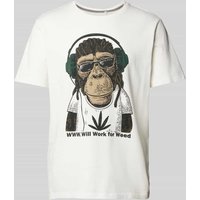 Blend T-Shirt mit Motiv- und Statement-Print in Offwhite, Größe S von Blend