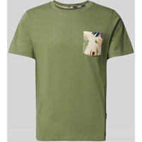Blend T-Shirt mit geripptem Rundhalsausschnitt Modell 'BHJEM' in Oliv, Größe L von Blend
