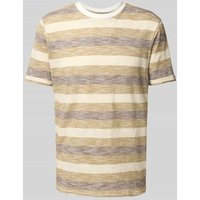 Blend T-Shirt mit geripptem Rundhalsausschnitt Modell 'JELANI' in Sand, Größe M von Blend