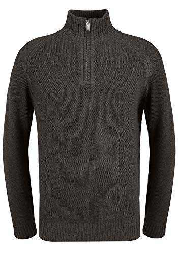 Blend Thompson Herren Winter Pullover Strickpullover Troyer Grobstrick mit Reißverschluss, Größe:L, Farbe:Charcoal (70818) von b BLEND