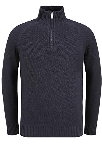 Blend Thompson Herren Winter Pullover Strickpullover Troyer Grobstrick mit Reißverschluss, Größe:M, Farbe:Dark Navy Blue (74645) von b BLEND