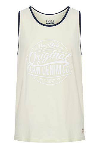 Blend Walex Herren Tank Top Mit Print Und Rundhalsausschnitt Aus 100% Baumwolle, Größe:L, Farbe:Bone White (70016) von b BLEND