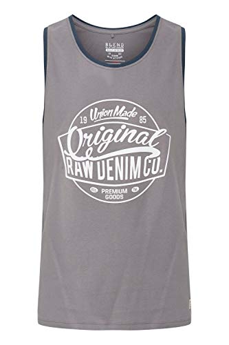 Blend BHWalex Herren Tank Top Sport-Shirt Muscle-Shirt mit Print 100% Baumwolle Regular fit, Größe:M, Farbe:Granite (70147) von b BLEND