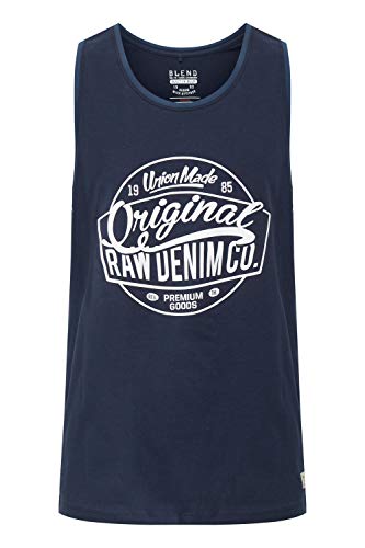 Blend BHWalex Herren Tank Top Sport-Shirt Muscle-Shirt mit Print 100% Baumwolle Regular fit, Größe:M, Farbe:Navy (70230) von b BLEND