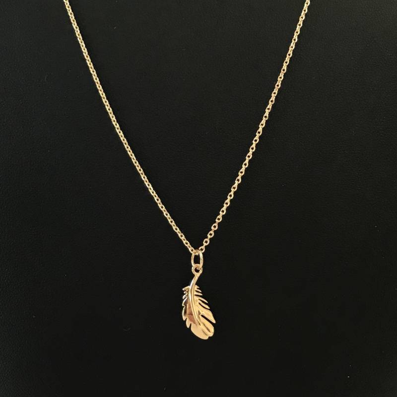 Halskette Mit Vergoldeter Feder. Vergoldete Halskette. Trender Halsband. Ein Geschenk, Frau. Collier von Bleskor