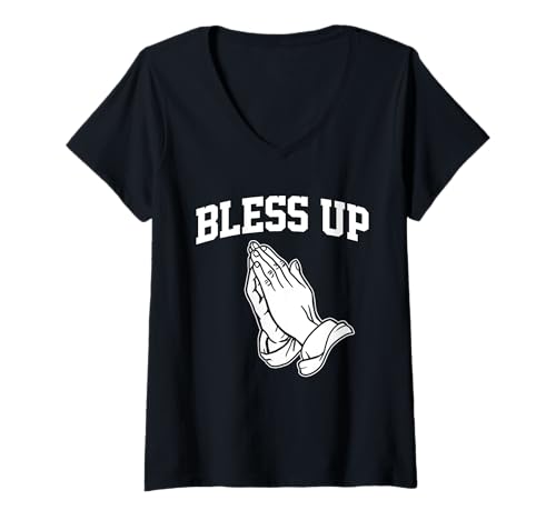 Damen Segne Dich T-Shirt mit V-Ausschnitt von Bless Up