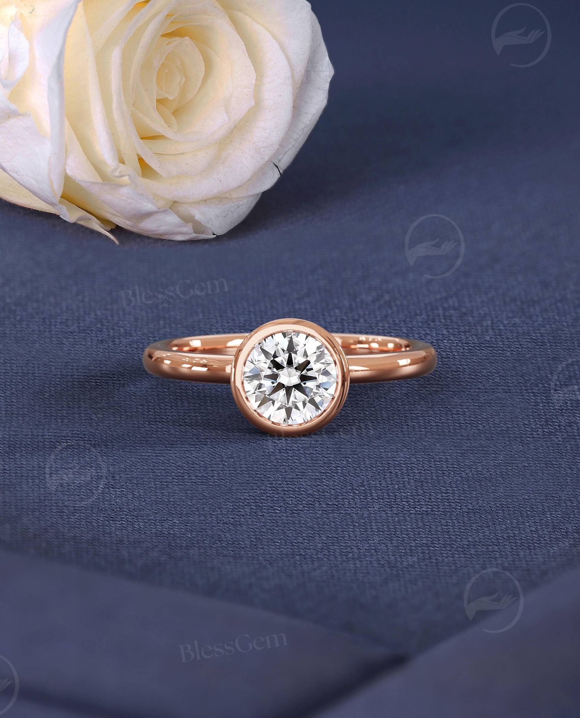 Vintage Moissanit Verlobungsring Ovalschliff Weißgold Ring Braut Einzigartige Marquise Rundschliff Diamant Ehering Jahrestag Versprechen von BlessGem