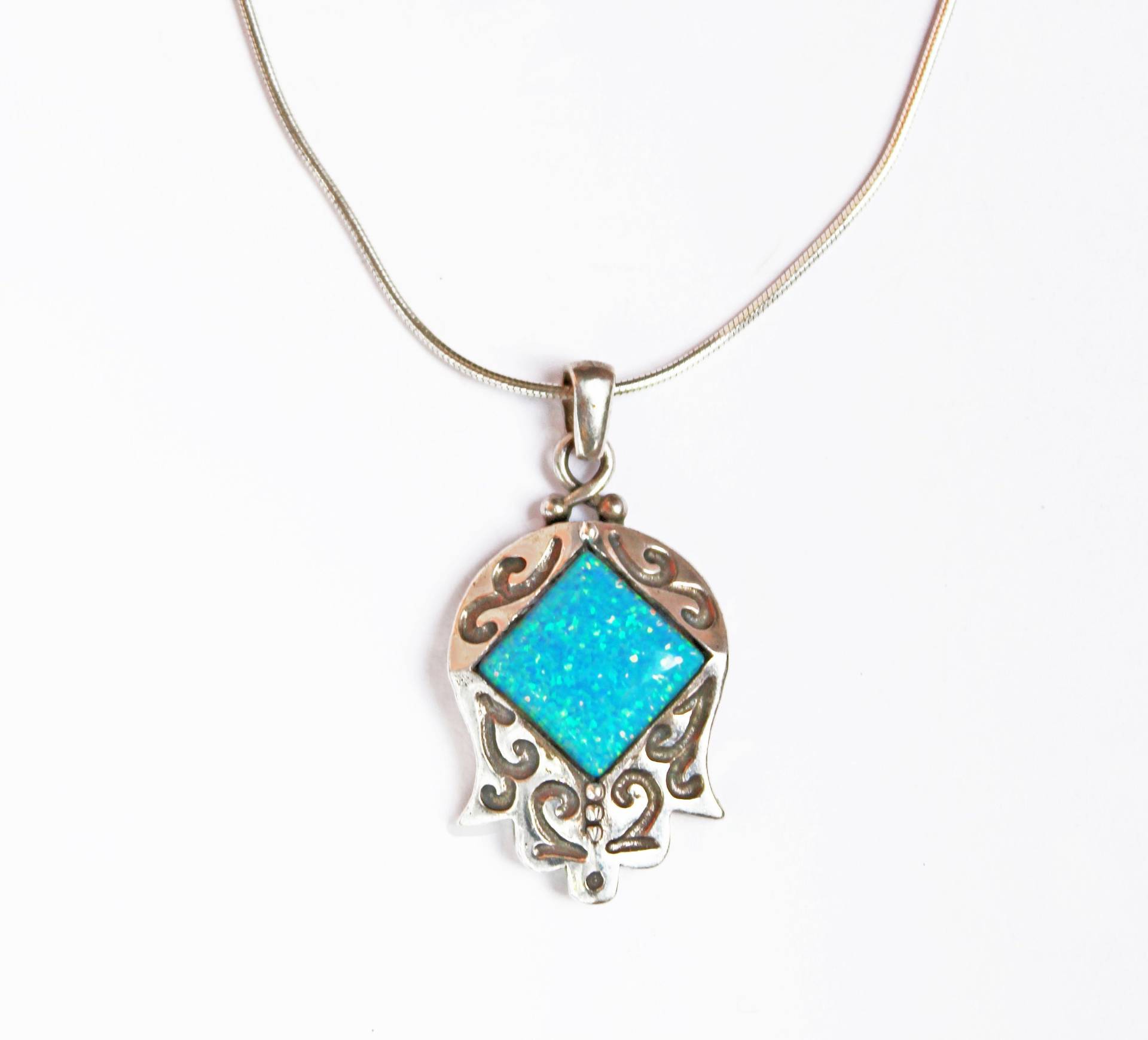Hand Hamsa Opal Silber Kette Glück Und Fülle Symbol - Kostenloser Versand Hand Hamsa Opal Silber Kette Glück Und Fülle Symbol - Kostenloser Versand von BlessUArts