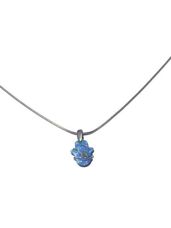 Hand Hamsa Opal Silber Symbol Des Lebens Gewickelt Halskette - Kostenloser Versand Hand Hamsa Opal Silber Symbol Des Lebens Gewickelt Halskette - Kostenloser Versand von BlessUArts