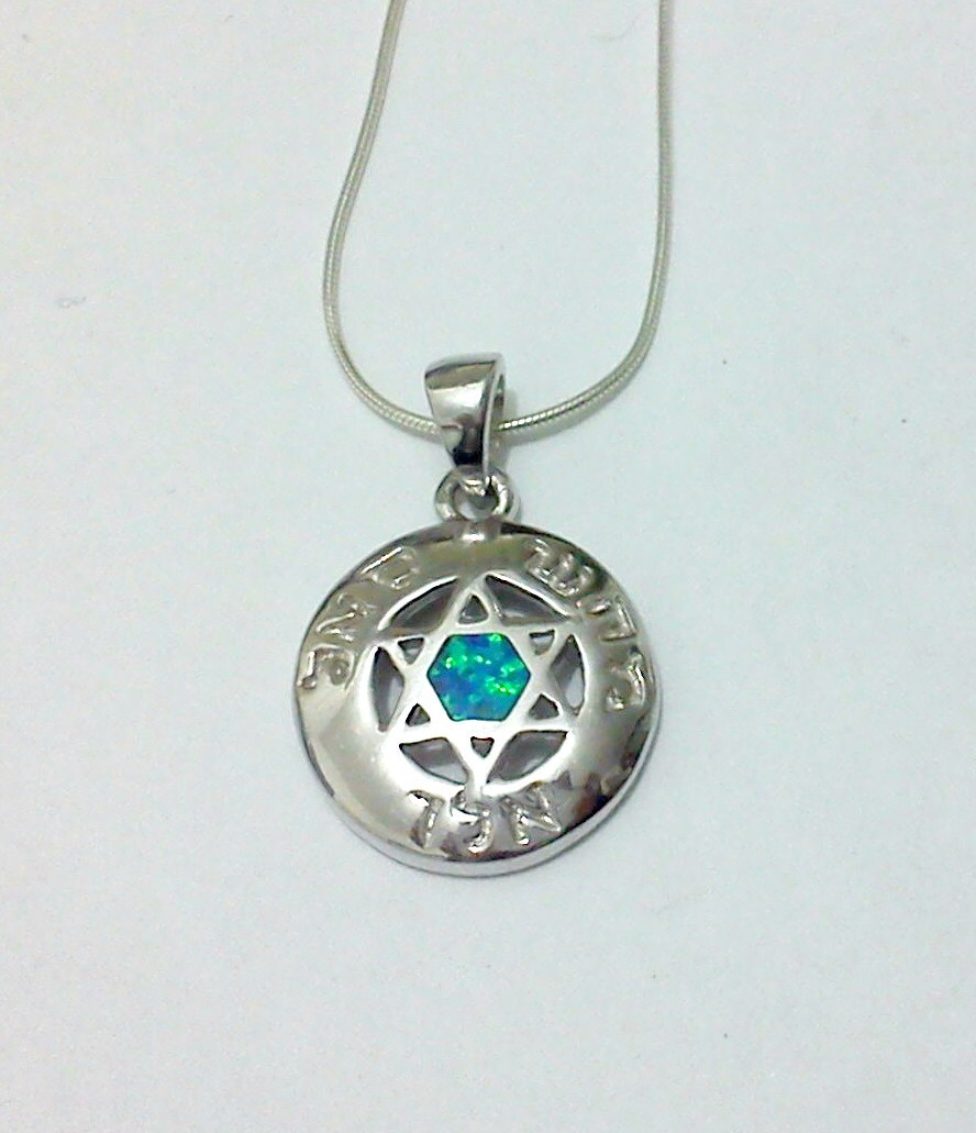 Kaballah Davidstern Schutz Silber Opal Halskette - Kostenloser Versand Kaballah Davidstern Schutz Silber Opal Halskette - Kostenloser Versand von BlessUArts