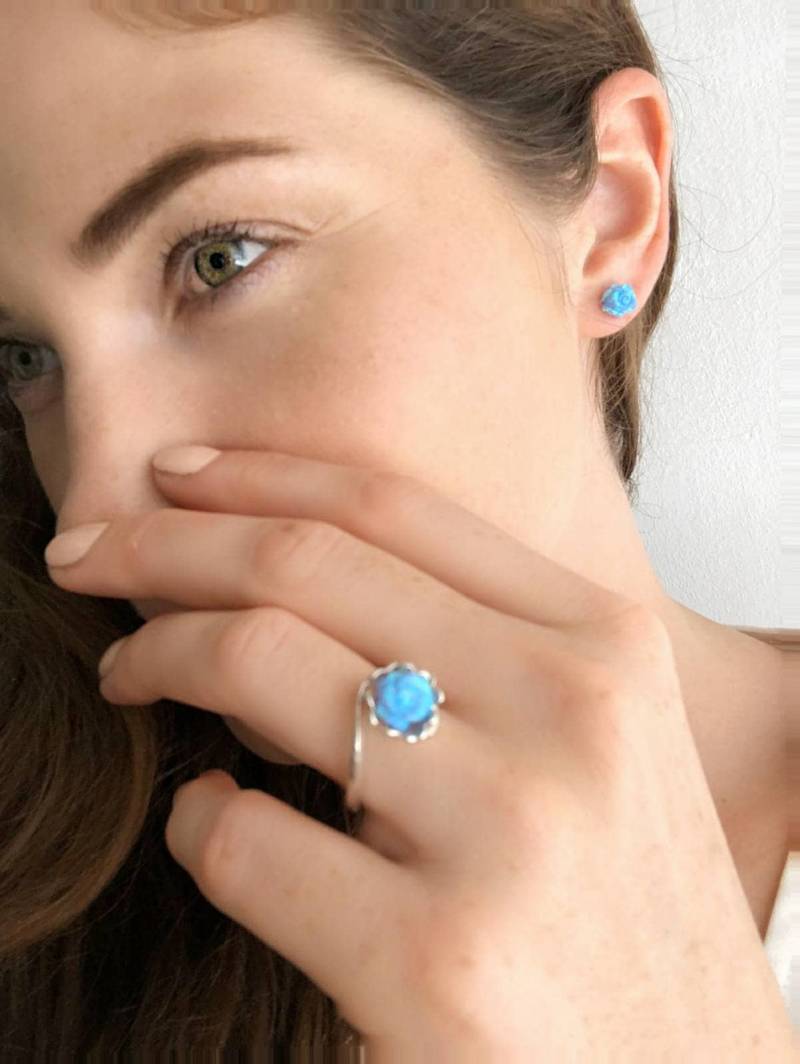 Opal Rose Blume Silber Ring - Kostenlose Versand Opal Rose Blume Silber Ring - Kostenlose Versand von BlessUArts