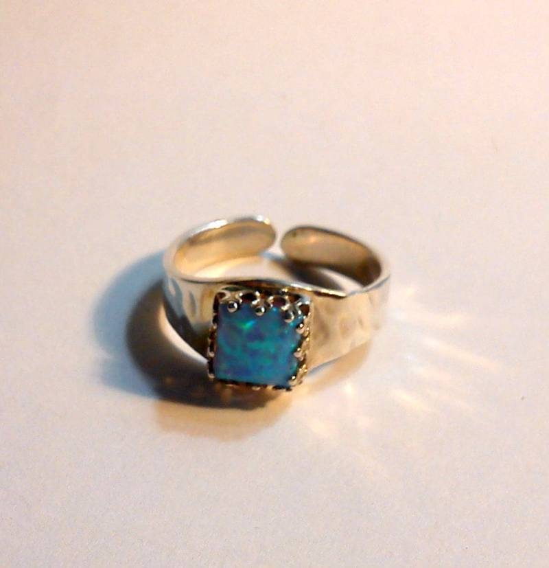 Opal Silber Gemaserter Verstellbarer Ring - Kostenloser Versand Opal Silber Gemaserter Verstellbarer Ring - Kostenloser Versand von BlessUArts