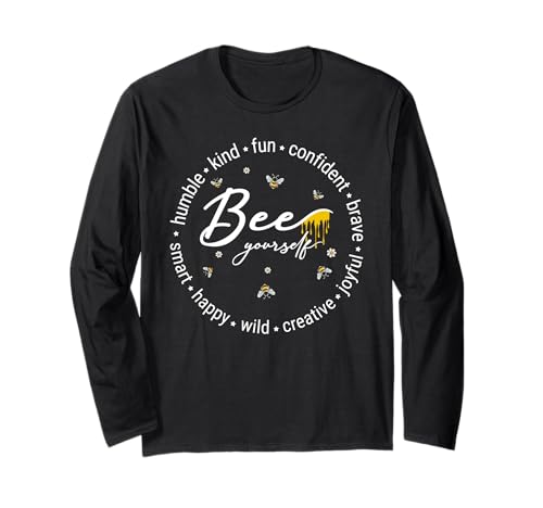 Bee Happy Kind Brave Humble Smart Positive Bumblebee Damen Langarmshirt von Blessed And Loved Co Tee