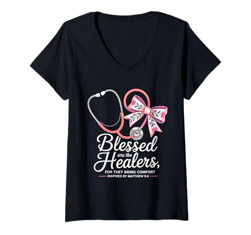Damen Blessed Are The Healers T-Shirt mit V-Ausschnitt von Blessed Are The Healers Shirt