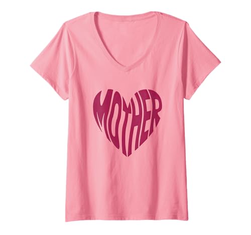 Damen I love my MOM Heart First Time Super Boss Katze Mutter Humor T-Shirt mit V-Ausschnitt von Blessed Bear Mama Cool Promoted To Always Right