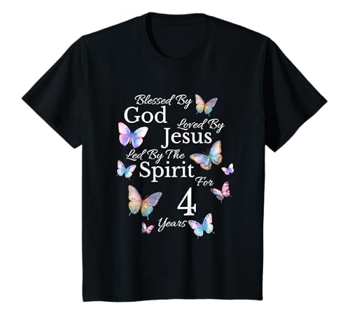 Kinder Gesegnet von Gott, geliebt von Jesus zum 4. Geburtstag von 4 Jahren T-Shirt Kinder Gesegnet von Gott, geliebt von Jesus zum 4. Geburtstag von 4 Jahren T-Shirt von Blessed By God Christian Religious Birthday Shirts