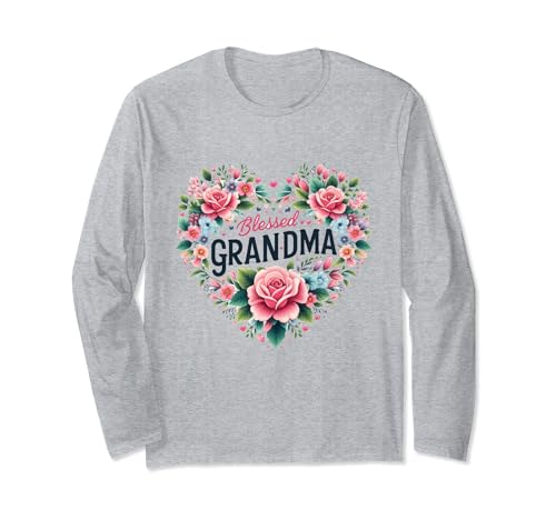 Blessed Grandma Shirt für Damen, Blumenherz, Muttertag Langarmshirt von Blessed Grandma Women Floral Heart Mothers Day tee