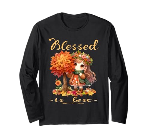 Blessed is Best Herbst- und Herbsternte, süßes Vintage-Mädchen Langarmshirt von Blessed Is Best Fall Vintage Girl Sapphire Star