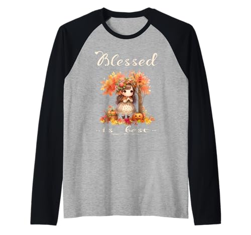 Blessed is Best Herbst- und Herbsternte, süßes Vintage-Mädchen Raglan von Blessed Is Best Fall Vintage Girl Sapphire Star