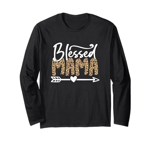 Elegante Schriftgrafik mit Leopardenmuster von Blessed Mama Langarmshirt von Blessed Mama Chic Leopard Design