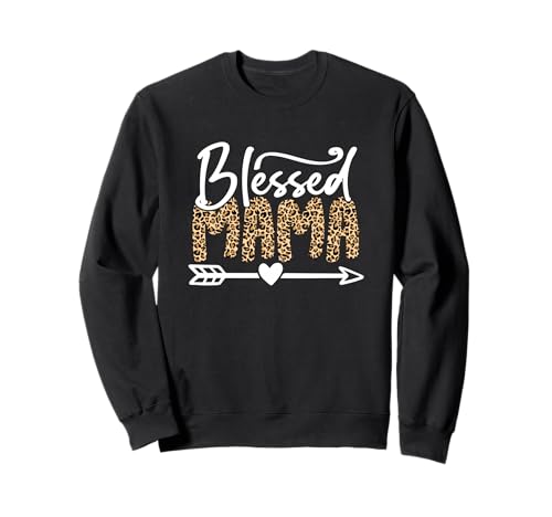 Elegante Schriftgrafik mit Leopardenmuster von Blessed Mama Sweatshirt von Blessed Mama Chic Leopard Design