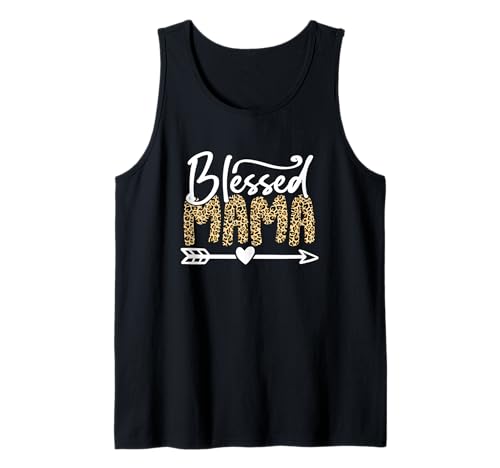Elegante Schriftgrafik mit Leopardenmuster von Blessed Mama Tank Top von Blessed Mama Chic Leopard Design