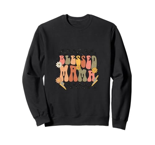 Blessed Mama Shirt im Retro-Look mit Gänseblümchen und karierter Grafik Sweatshirt von Blessed Mama Tee Shirts for Faithful Women