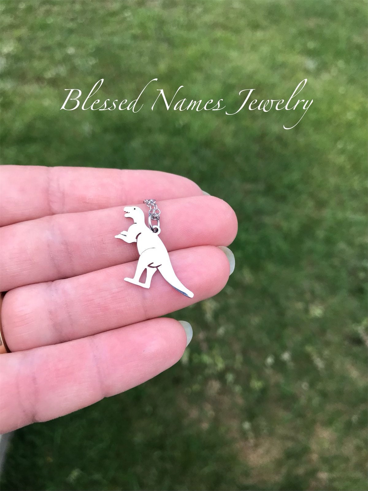 Dinosaurier Halskette, Mamasaurus, Edelstahl, Läuft Nicht An, Kann Mit Namen Personalisiert Werden von BlessedNamesJewelry