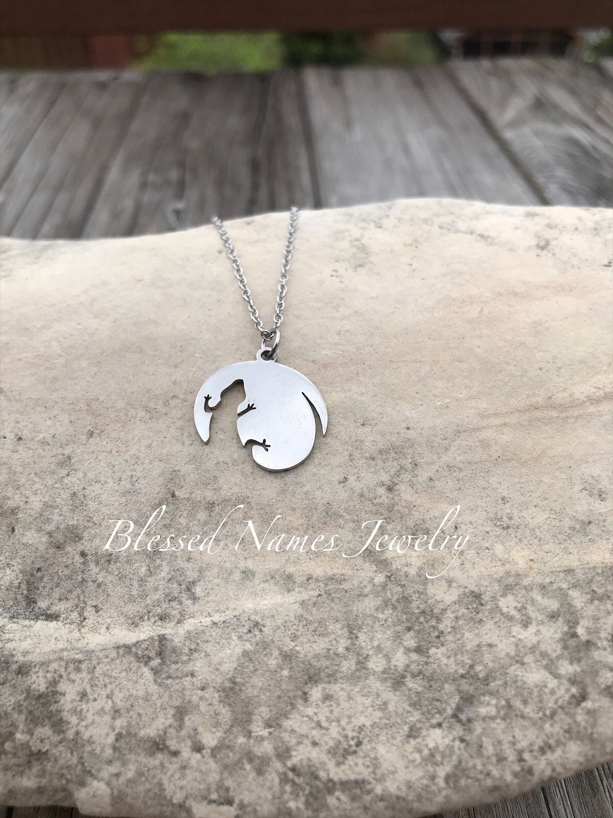 Eidechse Halskette, Massiver Edelstahl, Leguana Gecko Liebhaber Geschenk von BlessedNamesJewelry