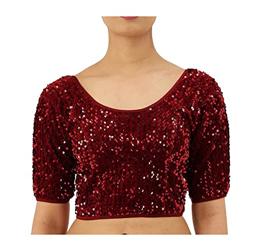 Blessfull Healing Damenbluse Pailletten Sari Choli Damen Bluse Crop Top von Blessfull Healing