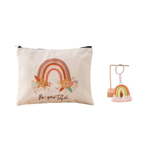 Blessmrich Geschenke für die Freundin Beste Freundin Mit Schlüsselanhänger Kosmetiktasche Freundin Kosmetiktasche klein Dankeschön Geschenke für Mädchen Kollegin (Orangerot) von Blessmrich