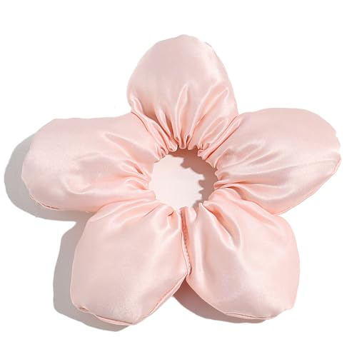Blessmrich Seide Haarringe Damen Pferdeschwanzhalter Haarband aus Seide Übergroße Blume Haarbänder Urlaub Stil Schwamm solide Farbe Dreidimensionale Hundert Haarstrang (Rosa) von Blessmrich
