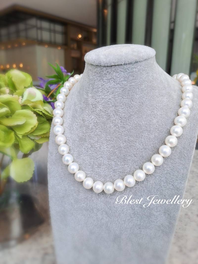 Blest Schmuck-Perlen-Halskette - Aaa 7.5-8mm 17-18 Zoll Weiße Farbe Süßwasser-Perlen-Halskette Braut Perlenschmuck von BlestJewellery