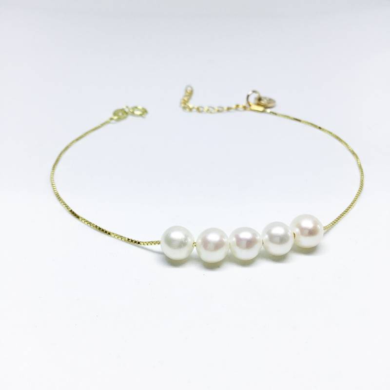 Deatils Schmuck-Perlen-Armband - Aaa5 6mm Weiß Süßwasser Perlen Und Perlmutt Perle Rose Armband Brautschmuck von BlestJewellery
