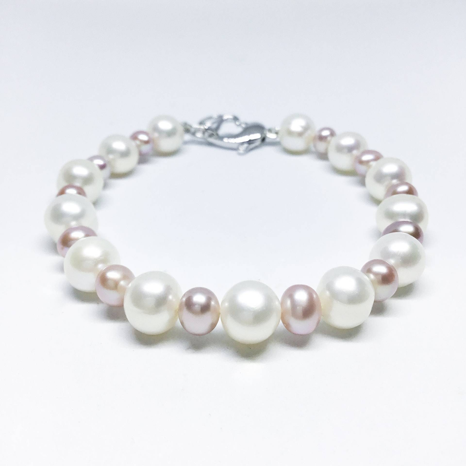 Seligen Schmuck-Perlen-Armband - Aa 6-7 Zoll Rosa Und Weiße Farbe Süßwasser Perle Armband Perlen Brautschmuck von BlestJewellery