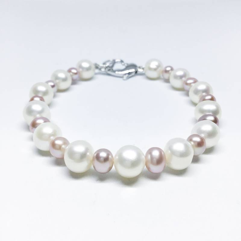 Seligen Schmuck-Perlen-Armband - Aa 6-7 Zoll Rosa Und Weiße Farbe Süßwasser Perle Armband Perlen Brautschmuck von BlestJewellery