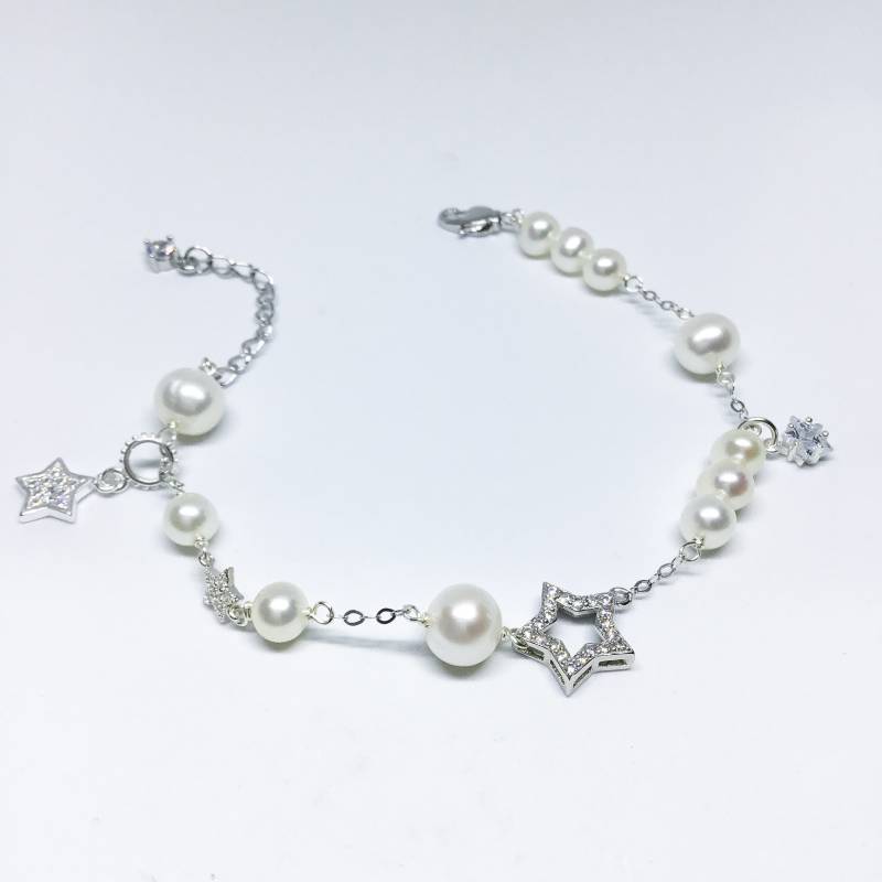 Seligen Schmuck-Perlen-Armband - Aaa 5-8mm Schwarz, Weiß Und Grau Farbe Süßwasser Perle Armband Perlen Brautschmuck von BlestJewellery