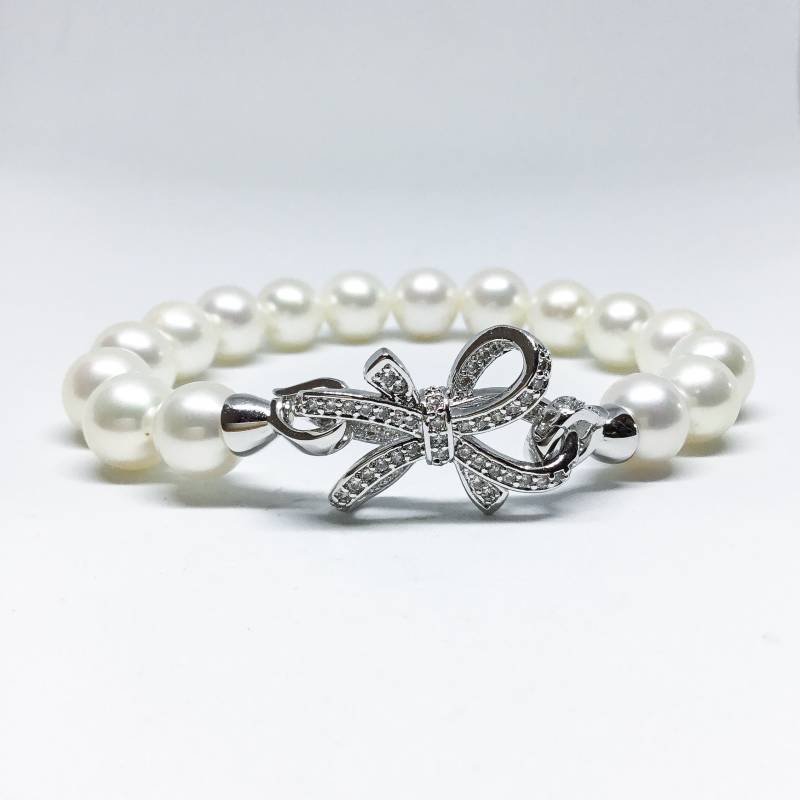 Seligen Schmuck-Perlen-Armband - Aaa 9-10mm Weiß Süßwasser Perle Armband Perlen Brautschmuck von BlestJewellery