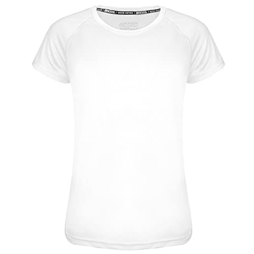 BleuAlps Sportshirt Damen, Laufshirt Kurzarm Mesh Funktionsshirt Atmungsaktiv Kurzarmshirt Sports Shirt Trainingsshirt für Damen, Größe:44, Farbe:Weiß von BleuAlps