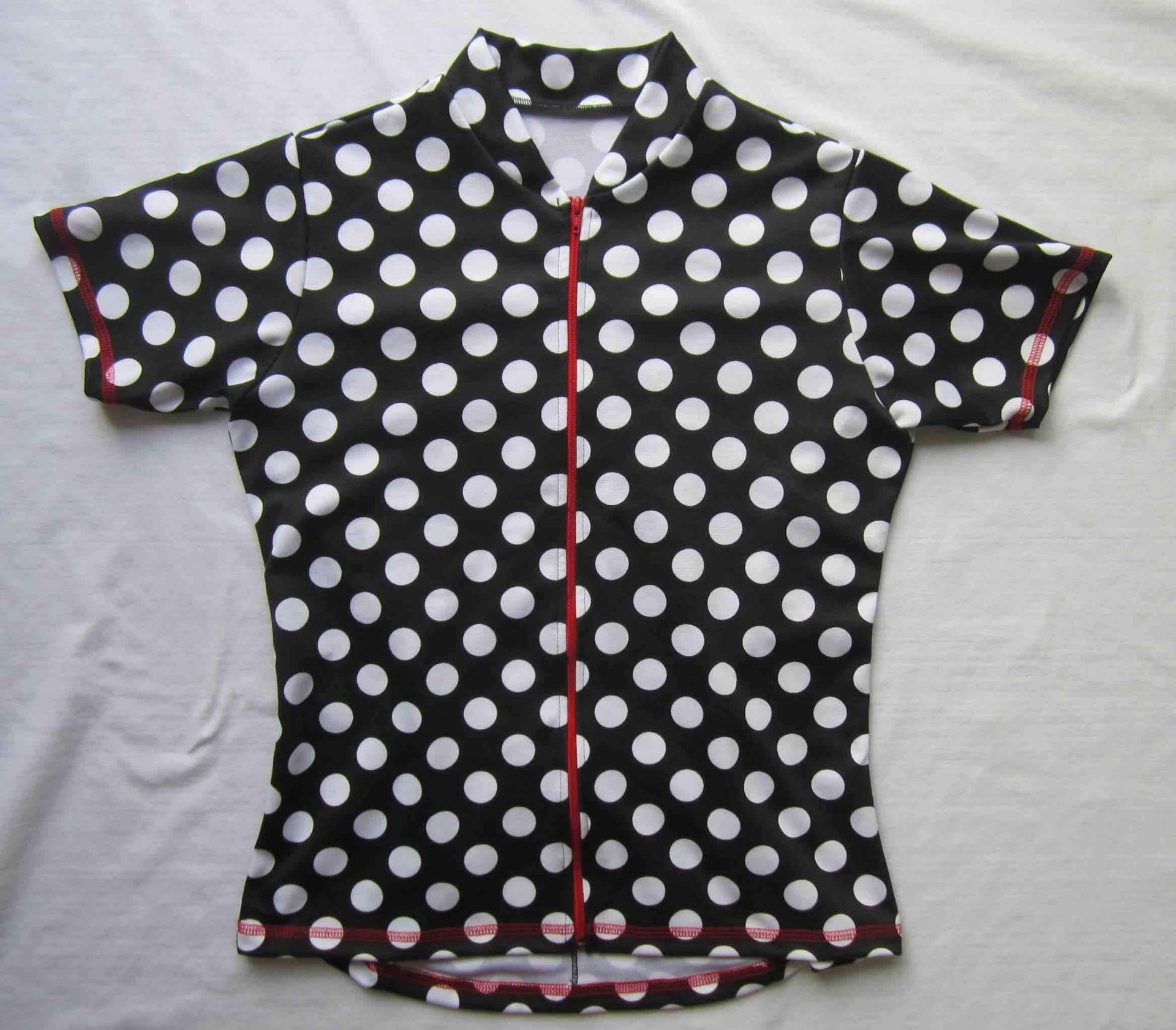 Damen Radsport Jersey Schwarz Mit Big White Polka Dots - Medium Verfügbar von BleuBikeBoutique