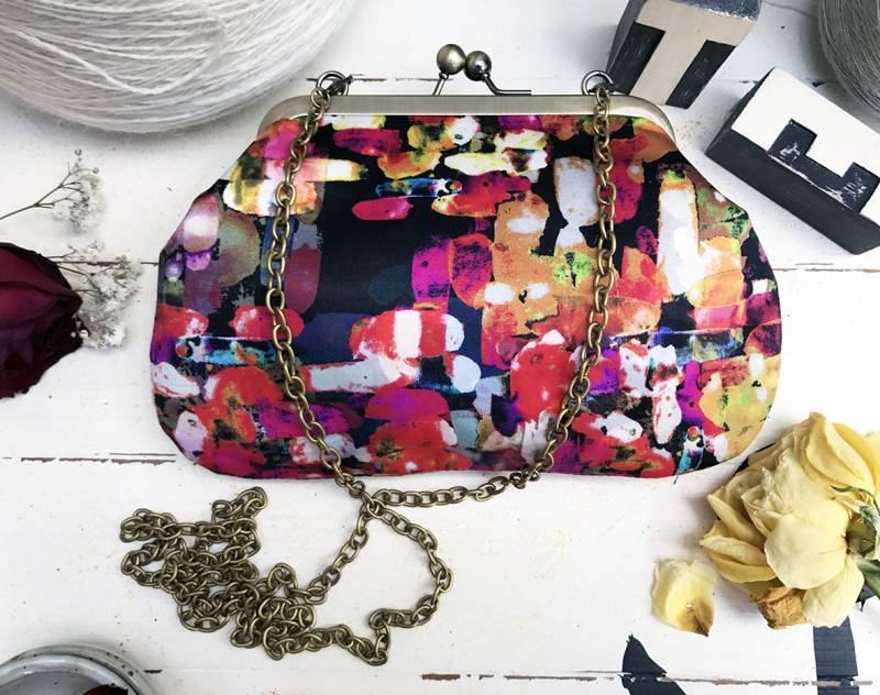 Zierliche Abendtasche/Seidentasche Seidenbeuteltasche Portemonnaie Mit Riemen von BleuetTextiles